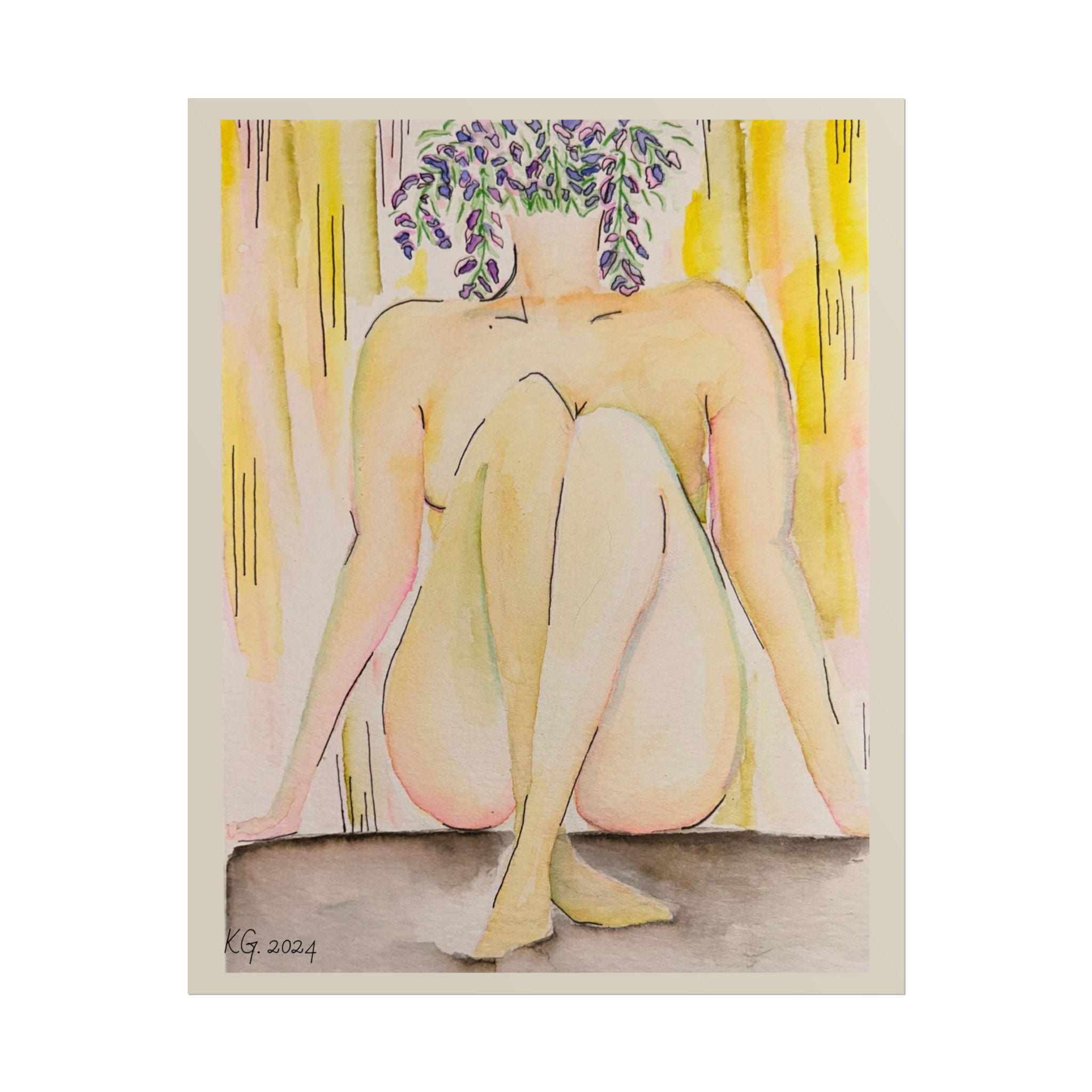 Watercolor Botanical Female Decor Poster