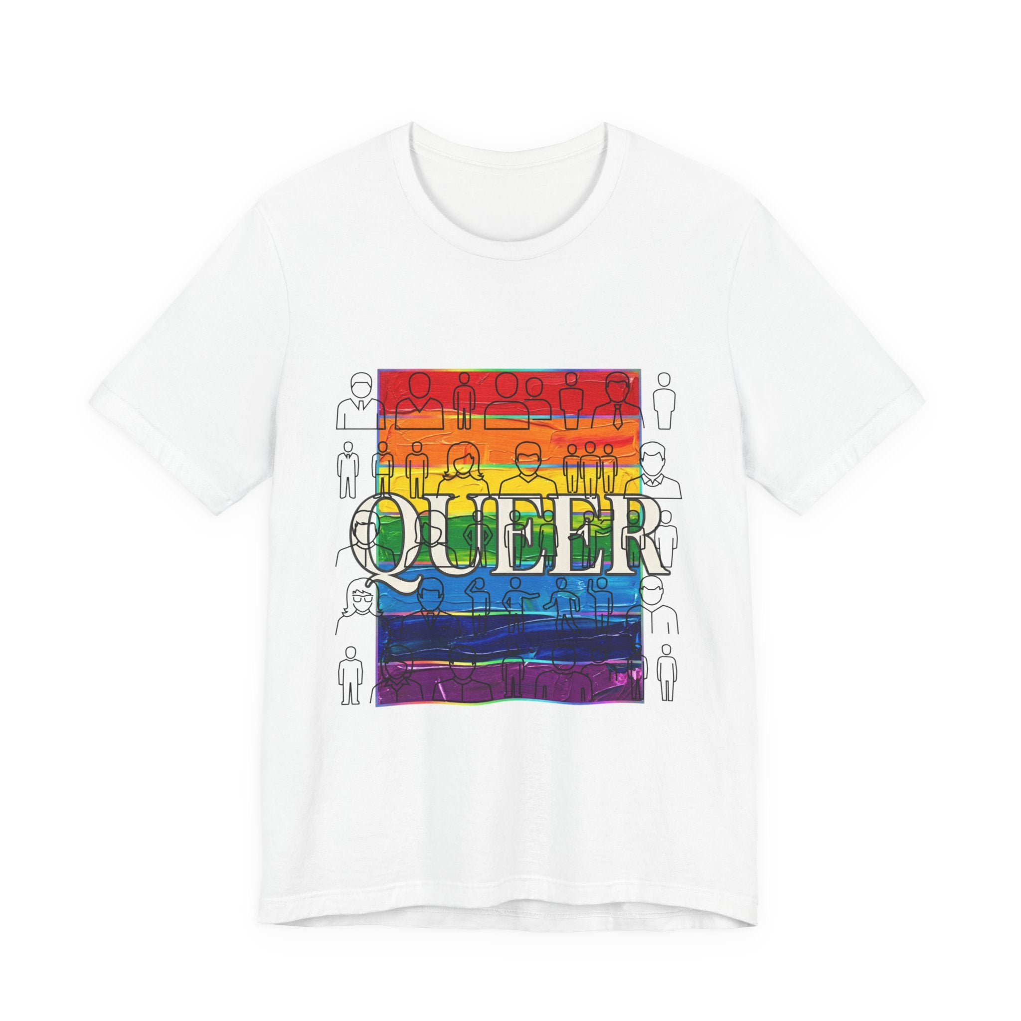 Queer Love Rainbow Tee | LGBTQ+ Pride, Cute Pastel Rainbow Typography
