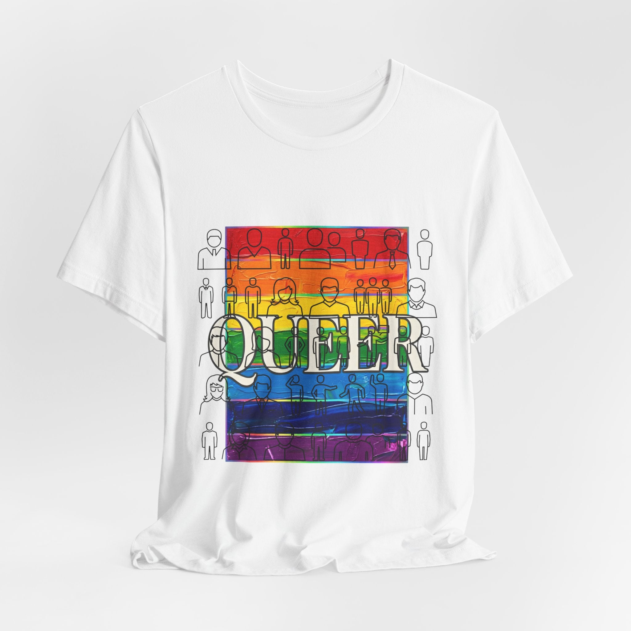 Queer Love Rainbow Tee | LGBTQ+ Pride, Cute Pastel Rainbow Typography